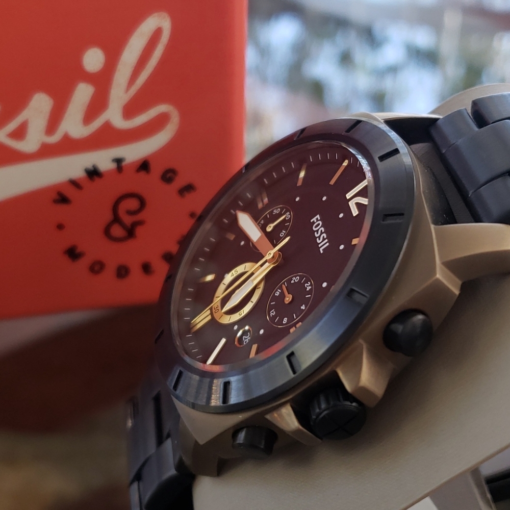 ❌SOLD❌FOSIL PRIVATEER SPORT CRONOGRAF BLACK/GOLD - Picture 5 of 12